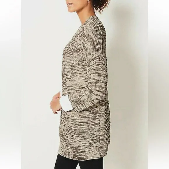 J. Jill Pure Jill Mixed-Stitch Marled Cardigan Open Front Size Medium - Picture 3 of 9